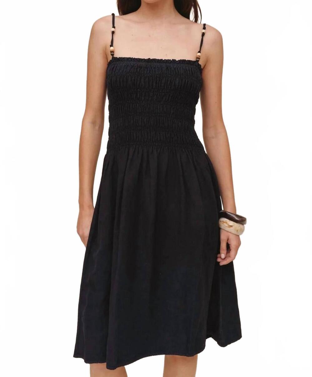 NEW BELLA DAHL smocked dress with beaded straps in black